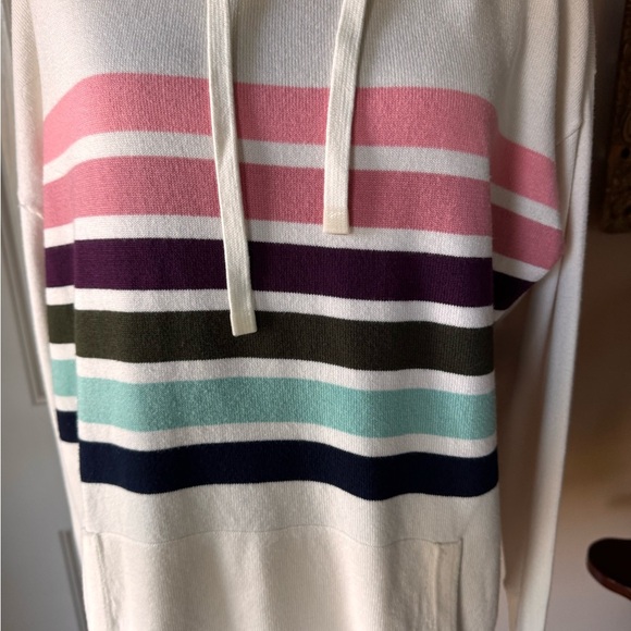 Talbots Cream Cowl Neck Sweater with Colorful Stripes NWT - Picture 4 of 12